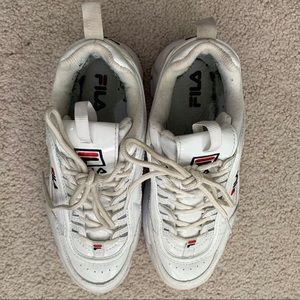 Classic patent leather white fila disrupters